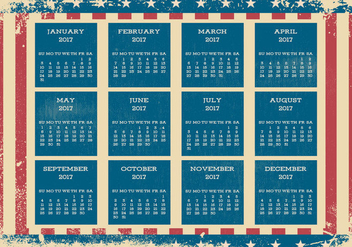 Grunge Patriotic Style 2017 Calendar - vector gratuit #442497 