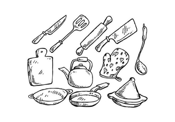 Free Cooking Tools Hand Drawn Vector - vector #442767 gratis