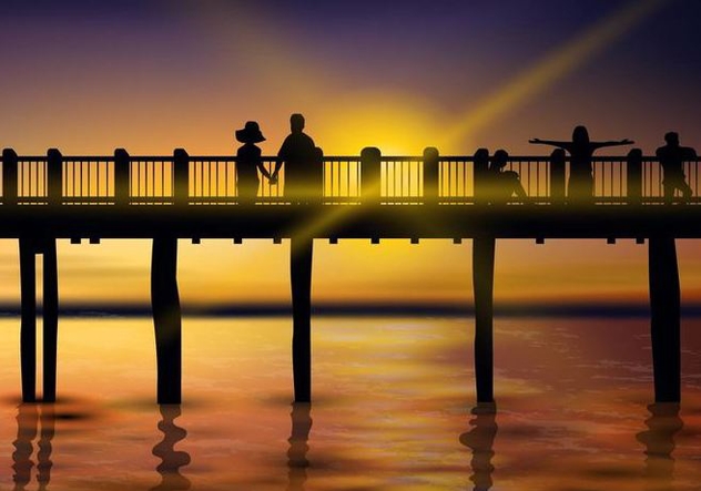 Beautiful Sunset Boardwalk - vector gratuit #443187 