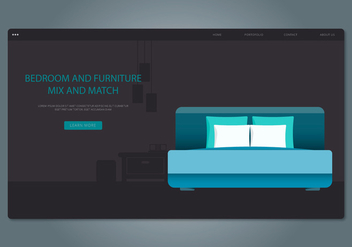 Blue Headboard Bedroom and Furniture Web Interface - Free vector #443247