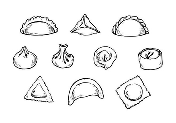 Free Dumplings Hand Drawn Collection Vector - vector gratuit #443317 