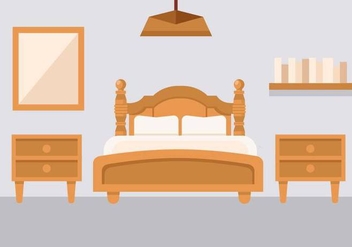 Free Bedroom With Bedside Console Vector - vector gratuit #443597 
