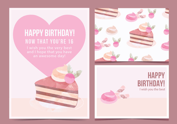 Vector Birthday Cake Card - бесплатный vector #443637