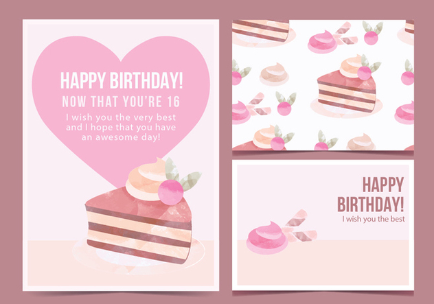 Vector Birthday Cake Card - vector gratuit #443637 
