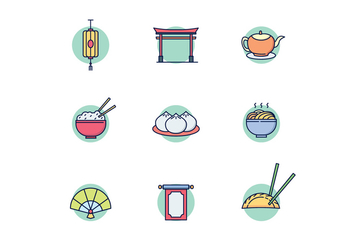 East Asian Culture Icons - vector #443917 gratis