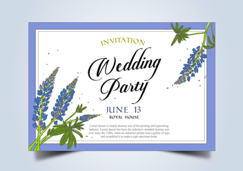 Bluebonnet Flower Frame Wedding Invitation Template Vector - бесплатный vector #444357