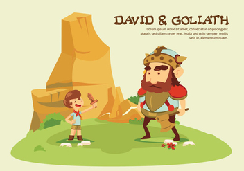 David And Goliath Story Cartoon Vector Illustration - Kostenloses vector #444387