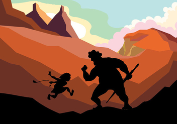 David and Goliath Vector Background - Free vector #444417