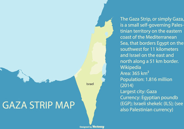 Map of Palestine Highliting the Gaza Strip - бесплатный vector #444827