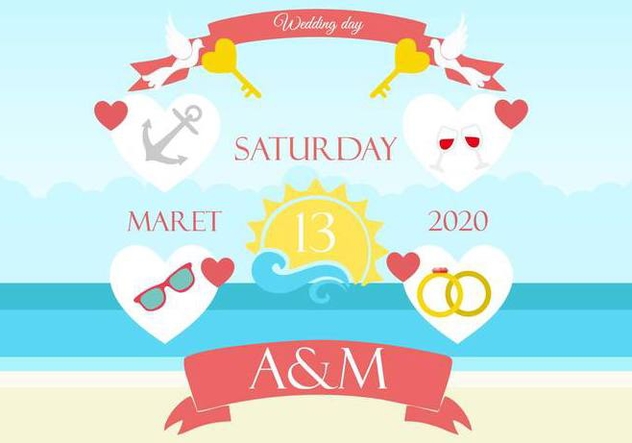 Free Beach Wedding Background Invitation - vector #445417 gratis