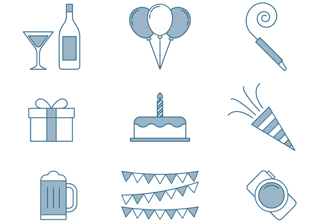 Birthday Icons Thin Line Set - vector gratuit #445507 