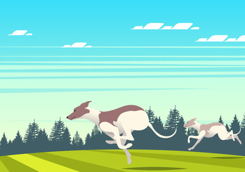 Running Whippet Dog Scene Vector - Free vector #445907
