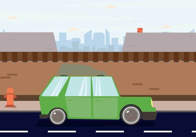 Station Wagon Parked Downtown Illustration - Free vector #445987