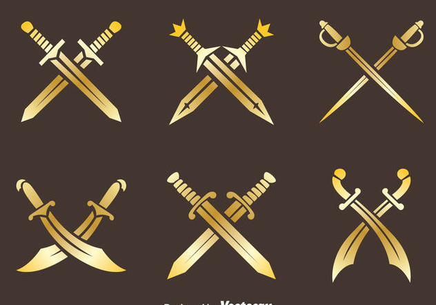 Golden Cross Sword Vectors - Kostenloses vector #446027