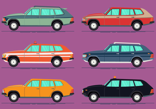 Colorful Station Wagon Vector Collection - vector gratuit #446047 