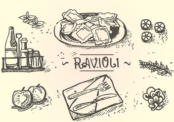 Ravioli Menu Hand Drawing - Free vector #446257