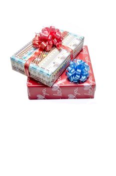 Decorated gift boxes on white background - image gratuit #452547 