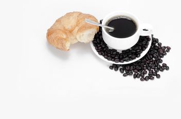 cup of coffee with bread on white background - бесплатный image #452567