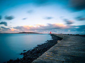 Poolbeg lighthouse at sunset - Dublin, Ireland - Seascape photography - Free image #456907
