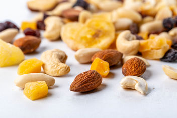 Dried fruits and different nuts on white background - Kostenloses image #460567