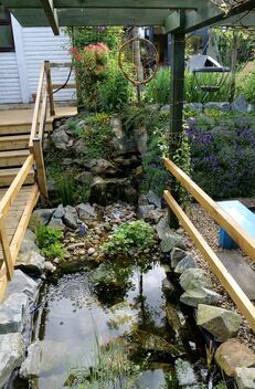 Waterfall and pond in my garden - Kostenloses image #490267