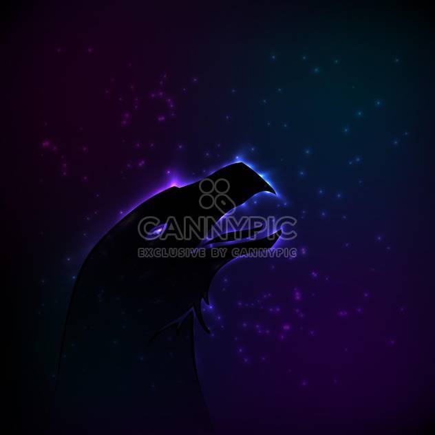 Vector illustration of silhouette of eagle at dark night - Free vector #125757
