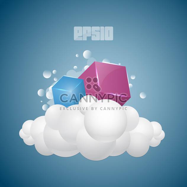 Vector background with colorful cubes on cloud on blue background - бесплатный vector #125897