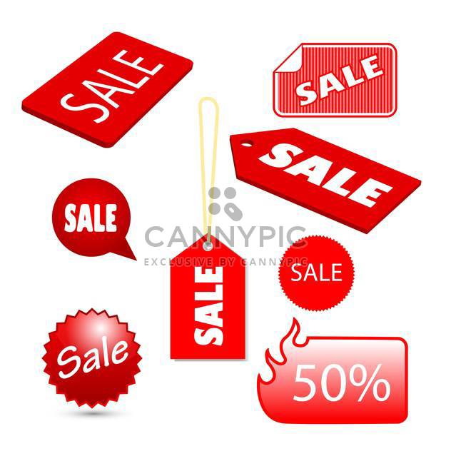 Vector set of red sale tags on white background - Kostenloses vector #125957