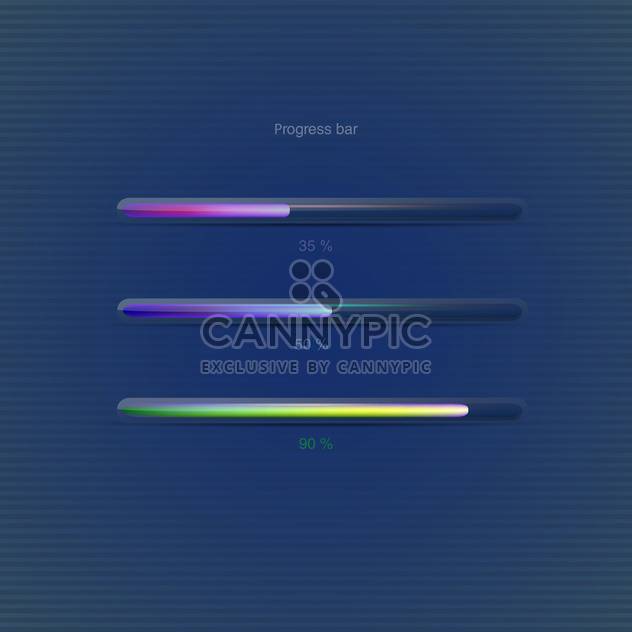 Vector illustration of colorful progress bars on blue background - Free vector #126527