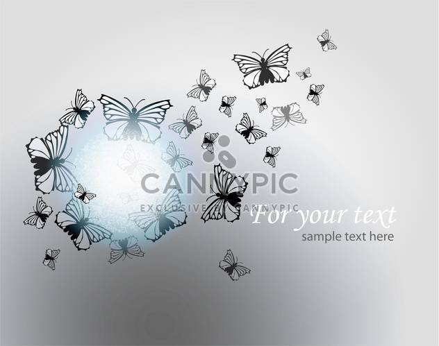 Vector illustration of butterflies on grey background with text place - vector #126627 gratis