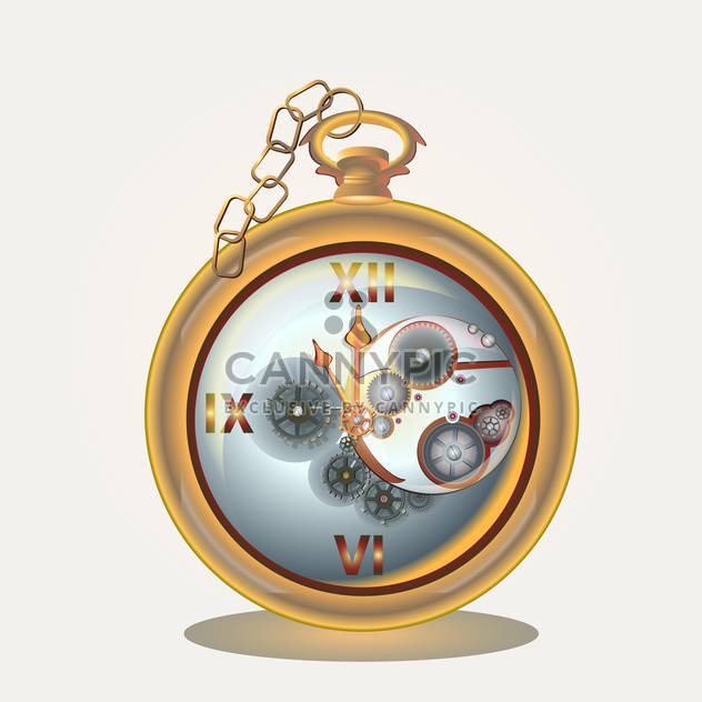 Old pocket watch on golden chain on white background - Free vector #126797
