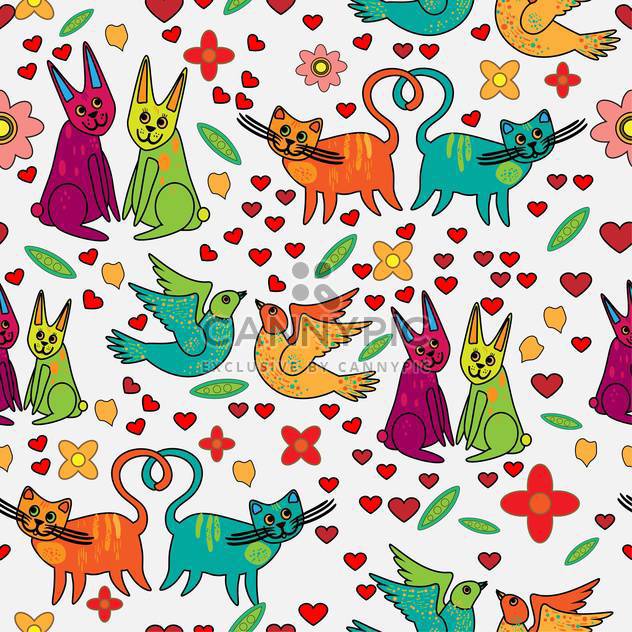 Vector background of colorful animals in love - vector #126887 gratis