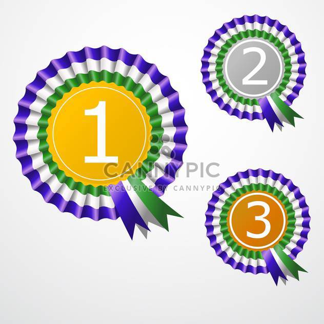Vector illustration of round shaped award ribbons on white background - Free vector #126897