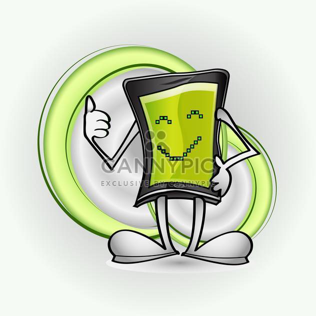 Vector illustration of smart phone character showing thumb up - Kostenloses vector #127007