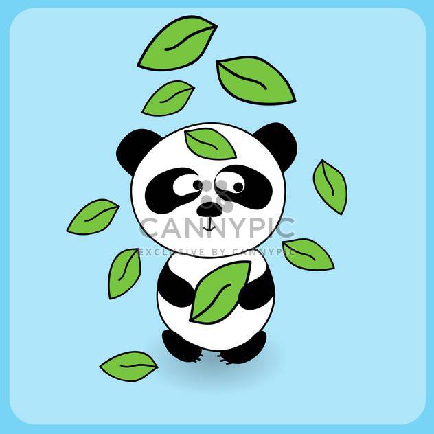 Illustration of cute cartoon panda with falling leaves on blue background - Kostenloses vector #127267
