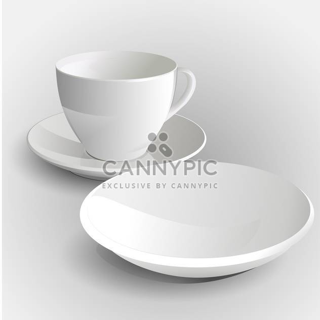 Vector illustration of coffee cup and saucer on white background - Kostenloses vector #127347