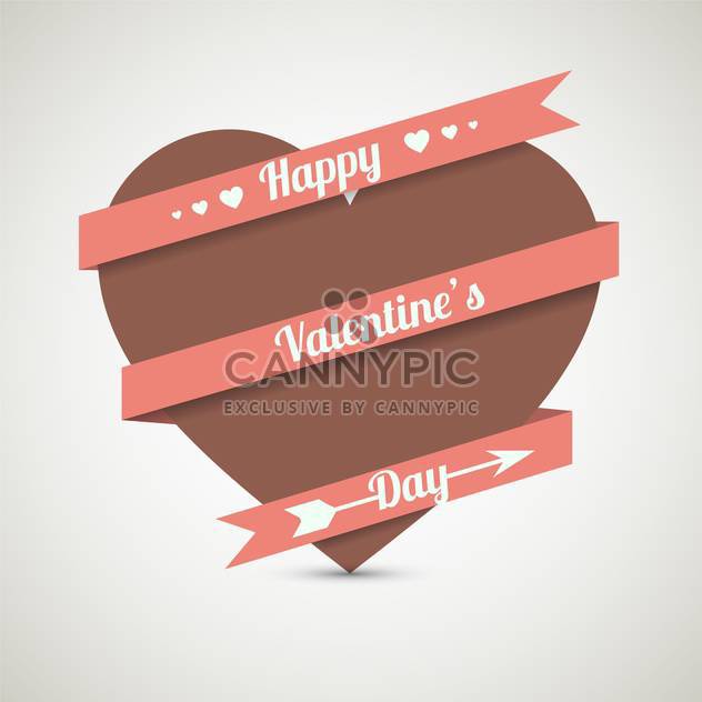 love heart with ribbon for valentine card - vector gratuit #127607 