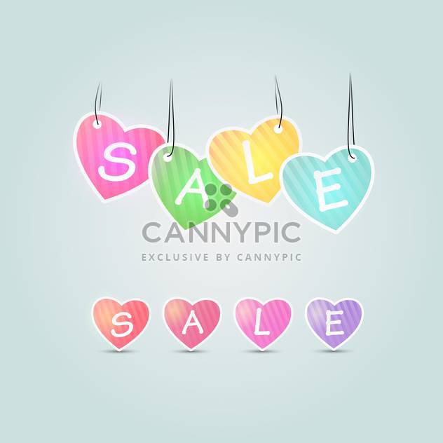 Colorful sale hearts on blue background - Kostenloses vector #127657