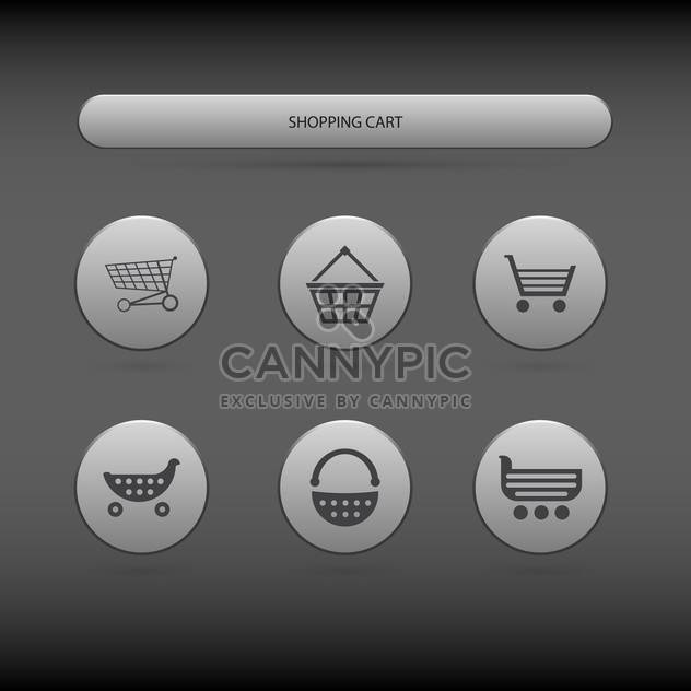 simple icons of shopping carts and baskets on grey background - бесплатный vector #127677