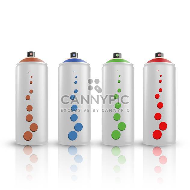 vector illustration of colorful spray tins on white background - Free vector #127827