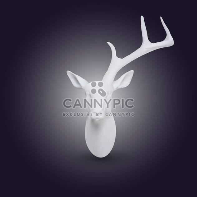 Vector white head of deer with one horn on dark background - бесплатный vector #128067