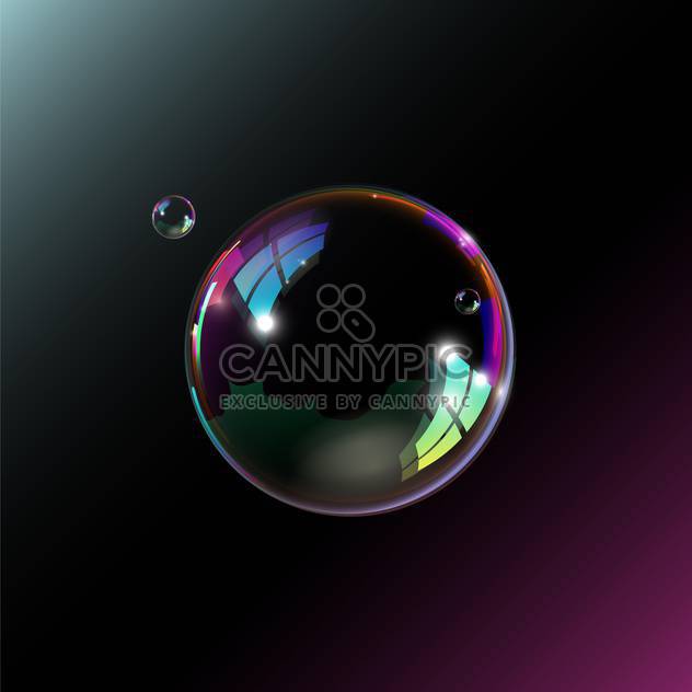 One big soap bubble with two smaller ones illustration on black background - vector gratuit #128387 