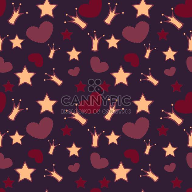 Seamless vector background with crowns, stars and hearts - vector gratuit #128447 