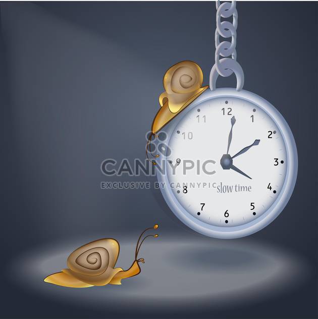 Concept vector illustration of clock and two snails - Free vector #128507