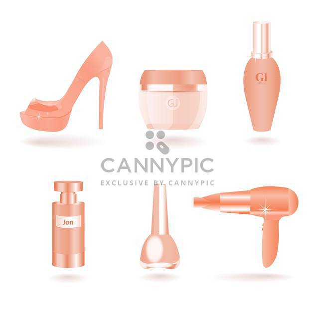 Vector Set of Female Cosmetic and Beauty Things - Kostenloses vector #128547