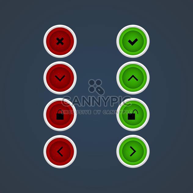 Vector web green and red icon set - vector #128687 gratis