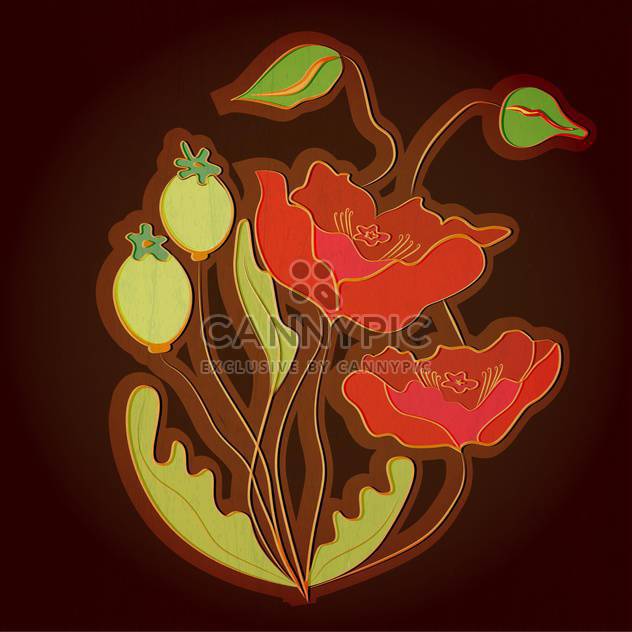 Vector illustration with red poppies on black background - vector gratuit #128797 
