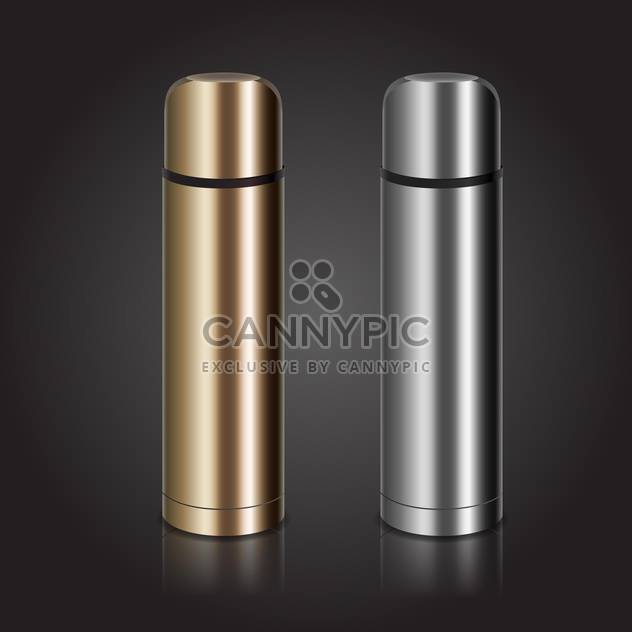 Vector illustration of two metal thermoses on grey background - Kostenloses vector #128907