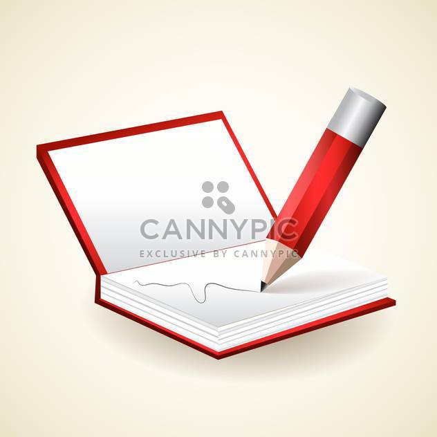 Vector illustration of notepad with red pencil - Free vector #128947