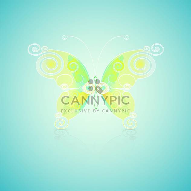 Vector illustration of green butterfly on blue background - Free vector #128957